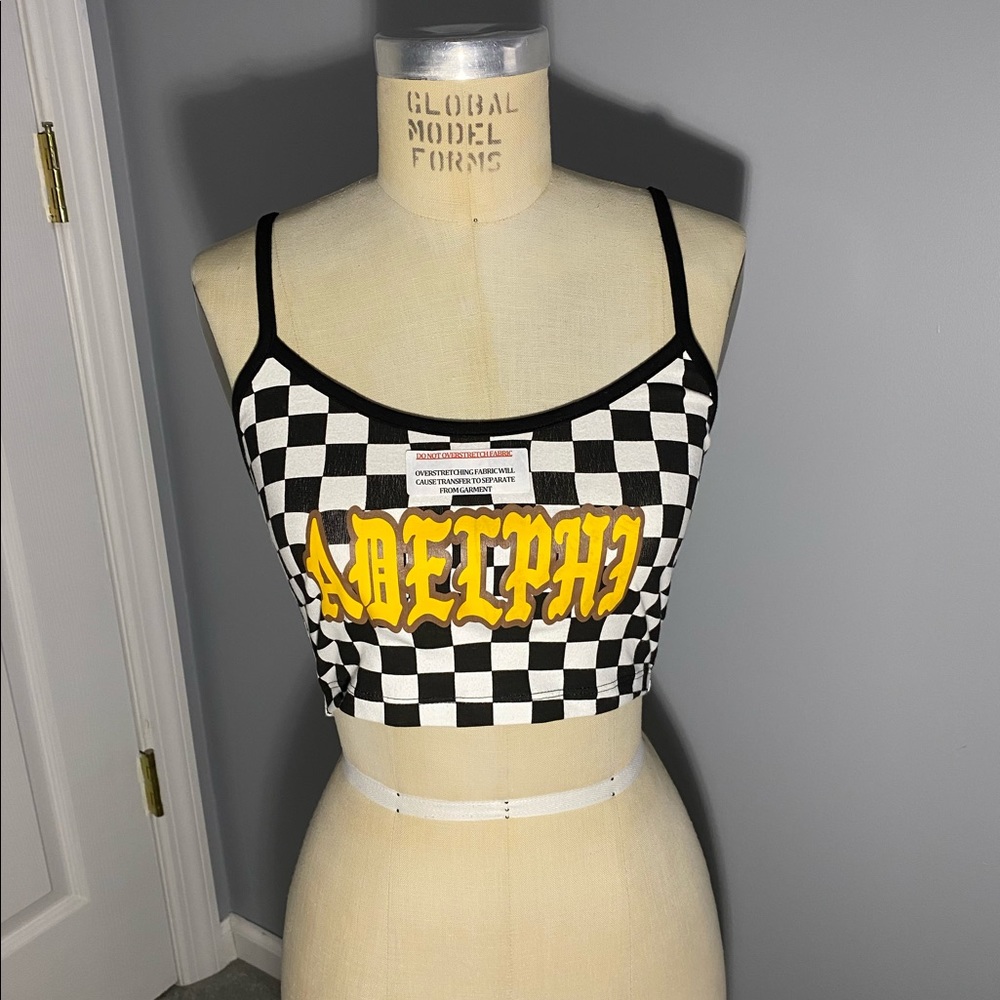 Adelphi University Checkered Crop Top